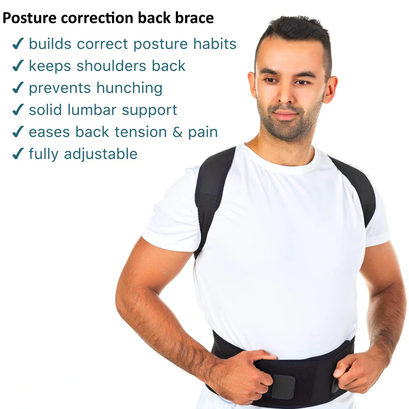 Posture Corrector Support w/ Magnetic Back Shoulder Brace Belt Band; for men and women