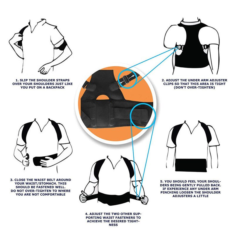Posture Corrector Support w/ Magnetic Back Shoulder Brace Belt Band; for men and women