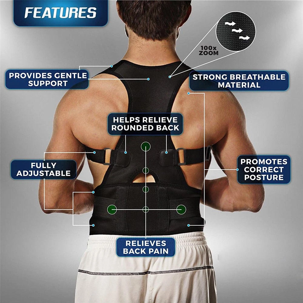 Posture Corrector Support w/ Magnetic Back Shoulder Brace Belt Band; for men and women