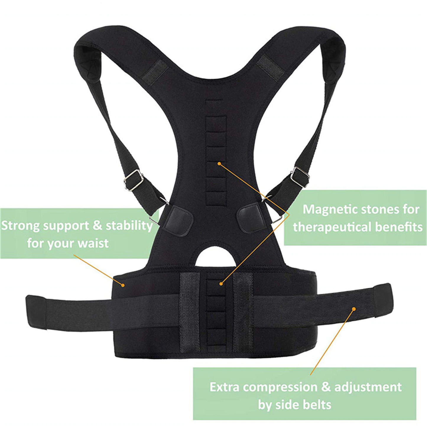 Posture Corrector Support w/ Magnetic Back Shoulder Brace Belt Band; for men and women