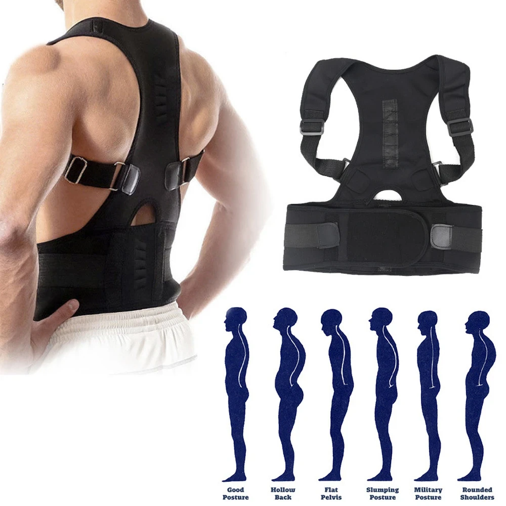 Posture Corrector Support w/ Magnetic Back Shoulder Brace Belt Band; for men and women