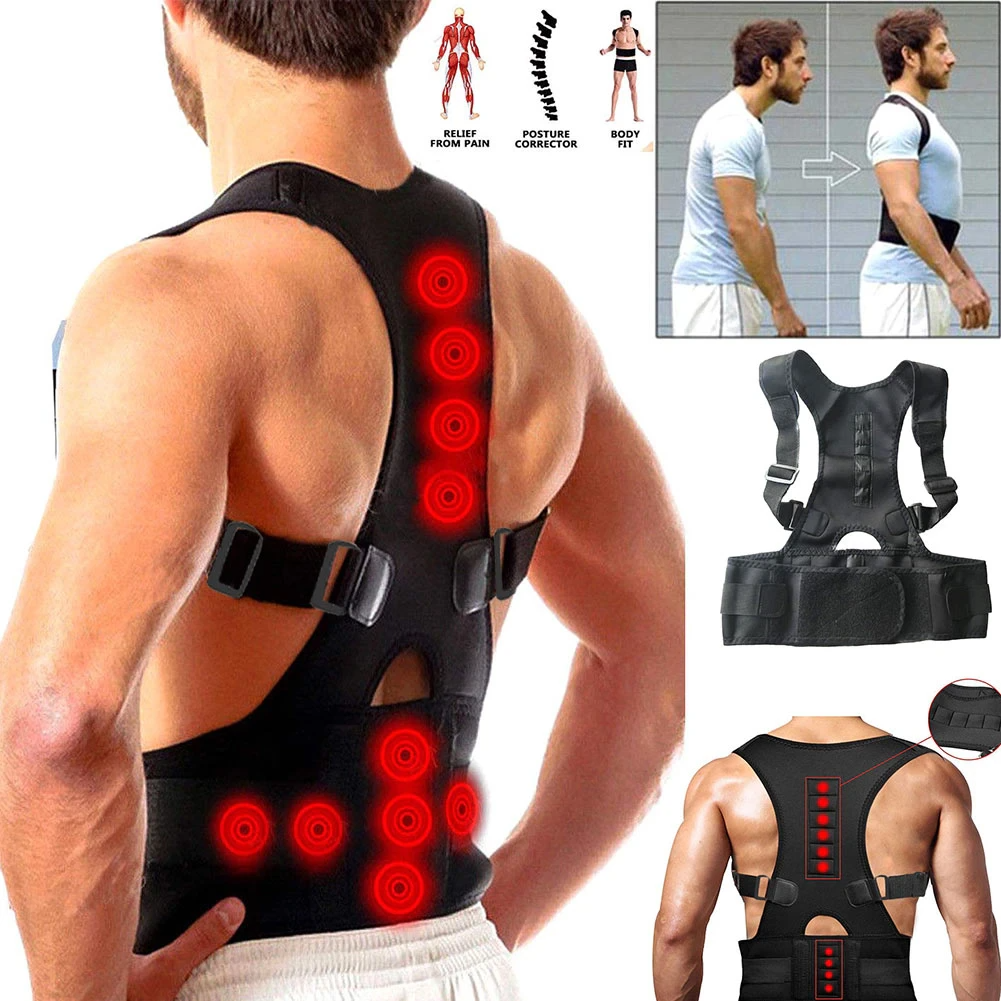 Posture Corrector Support w/ Magnetic Back Shoulder Brace Belt Band; for men and women