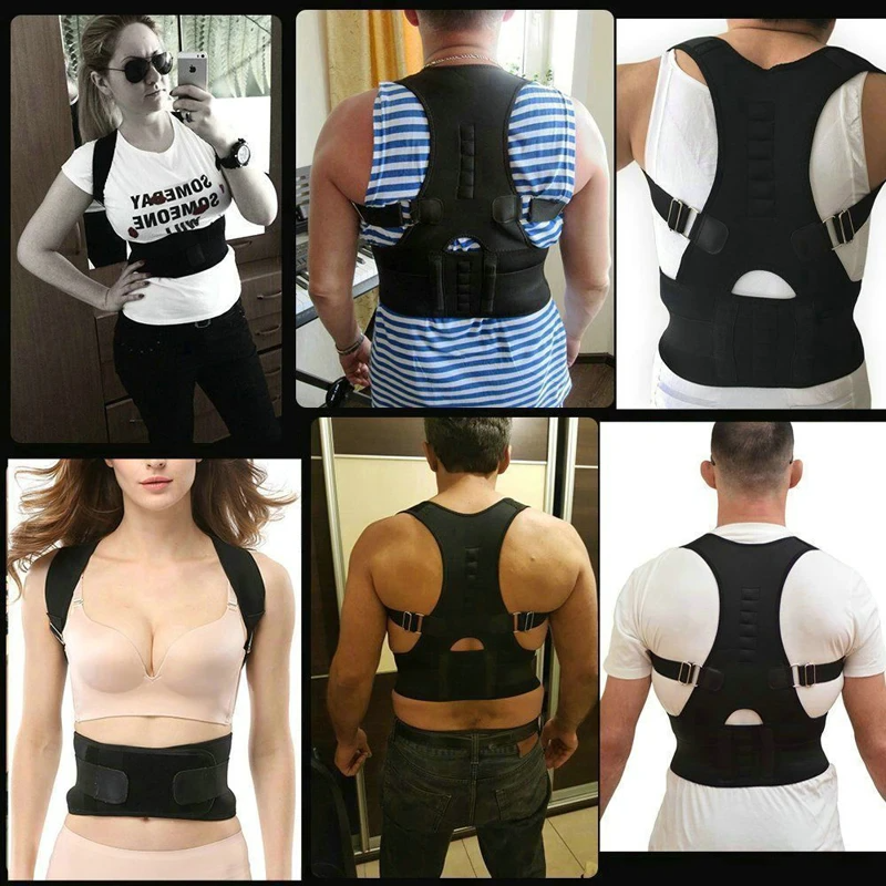 Posture Corrector Support w/ Magnetic Back Shoulder Brace Belt Band; for men and women